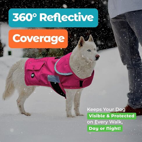 Joyride Harness FrostFlex Winter Dog Jacket - Fleece Lined & Water-Resistant - Snowsuit with Pockets for Treats & Poop Bags - Durable Cold Weather Dog Coat in Saudi Arabia