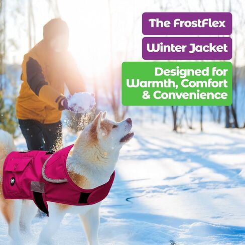 Joyride Harness FrostFlex Winter Dog Jacket - Fleece Lined & Water-Resistant - Snowsuit with Pockets for Treats & Poop Bags - Durable Cold Weather Dog Coat in Saudi Arabia