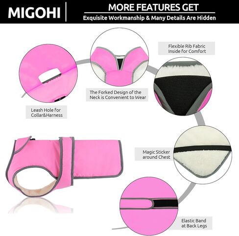 Migohi عاكس معطف الكلب المقاوم للماء - سترة دافئة عكسي سترة الشتاء العاصفة للكلاب الصغيرة إلى الكبيرة (البحرية ، م) in Kuwait