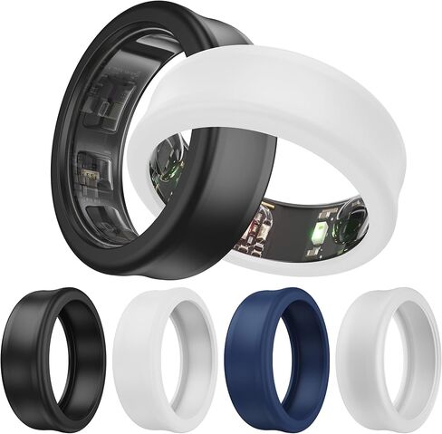 DDJ [4 Pack Ultra -Thin Cover for Samsung Galaxy Ring, Ring Protector for Oura Ring/RingConn Sizing Kit, Anti-Scratch Soft Silicone, Sizing S for Rings 5/6/7/8/9/10 (White/Pink/Purple/Black) in Kuwait