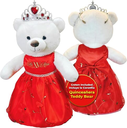 Quinceañera Teddy Bear 18 inchs Tall with Dress for 15th Birthday, Quince Bear with Matching Crown, Ideal Keepsake for 15th Birthday, Mis XV Años - Light Green in Saudi Arabia
