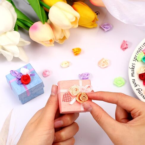 Weysat 300 Pcs Mini Roses for Crafts 15 mm Mini Small Satin Ribbon Roses Flowers Artificial Tiny Fabric Flowers DIY Sewing Rosettes Applique Embellishments for Wedding Gift Wrapping Decoration in Kuwait