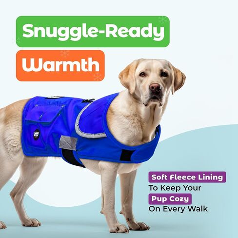 Joyride Harness FrostFlex Winter Dog Jacket - Fleece Lined & Water-Resistant - Snowsuit with Pockets for Treats & Poop Bags - Durable Cold Weather Dog Coat in Saudi Arabia