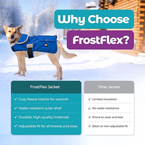 Joyride Harness FrostFlex Winter Dog Jacket - Fleece Lined & Water-Resistant - Snowsuit with Pockets for Treats & Poop Bags - Durable Cold Weather Dog Coat in Saudi Arabia