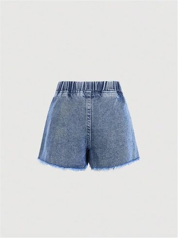 Floerns Toddler Girl's Floral Print Denim Skorts Elastic Waist Raw Hem Skirt Shorts in Kuwait