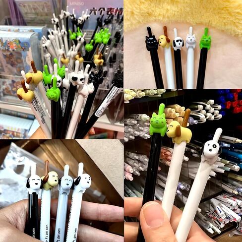 12 Pcs Retractable Dog Gel Pens, Fine Point 0.5mm Black Ink Cute Fun Animal Ballpoint Novelty Pens Stationery Supplies (12pcs dog pens) in Saudi Arabia