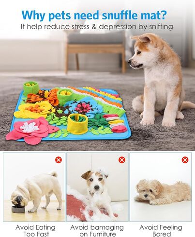 Snuffle Mat for Dogs, 20'' x 20'' Interactive Sniff Mat Smell Training & Slow Eating for Mental Stimulation & Stress Relief, Encourages Natural Foraging Skills, Dog Puzzle Toys for Indoor & Outdoor in Saudi Arabia