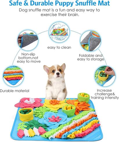 Snuffle Mat for Dogs, 20'' x 20'' Interactive Sniff Mat Smell Training & Slow Eating for Mental Stimulation & Stress Relief, Encourages Natural Foraging Skills, Dog Puzzle Toys for Indoor & Outdoor in Saudi Arabia