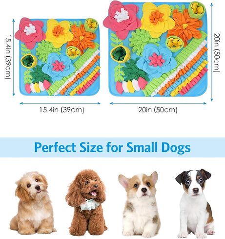 Snuffle Mat for Dogs, 20'' x 20'' Interactive Sniff Mat Smell Training & Slow Eating for Mental Stimulation & Stress Relief, Encourages Natural Foraging Skills, Dog Puzzle Toys for Indoor & Outdoor in Saudi Arabia