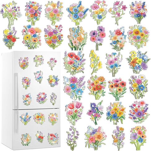 Xuhal 30 Pcs 4th of July Diamond Painting Magnets Patriotic Diamond Art Magnet Kits for Adults Memorial Day Red White Blue Animal 5D Rhinestone Refrigerator Magnetic Sticker for Fridge DIY Craft Gifts in Saudi Arabia