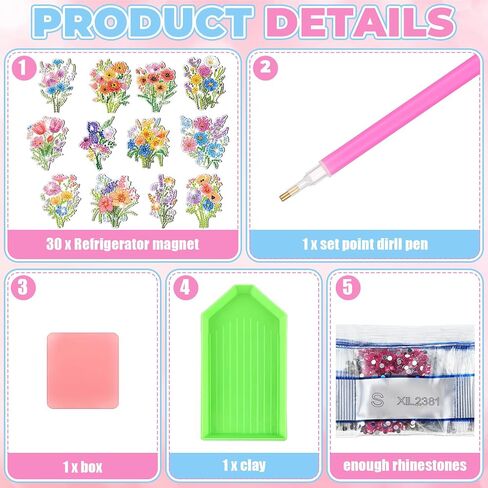 Xuhal 30 Pcs 4th of July Diamond Painting Magnets Patriotic Diamond Art Magnet Kits for Adults Memorial Day Red White Blue Animal 5D Rhinestone Refrigerator Magnetic Sticker for Fridge DIY Craft Gifts in Saudi Arabia
