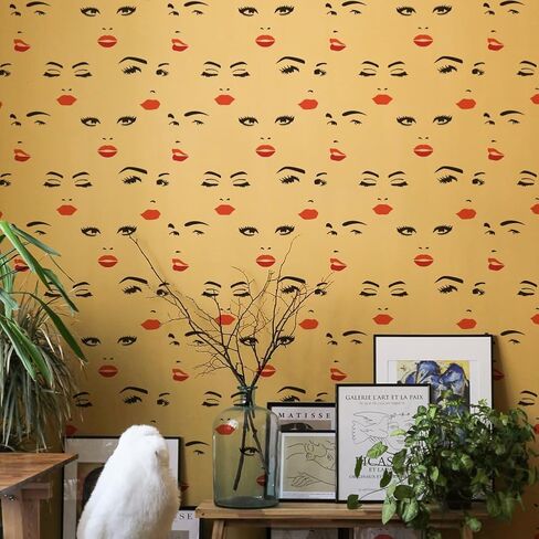 Fingerinspire 4 pcs الإناث الإناث مع فرشاة الطلاء 4 أنماط امرأة وجه الوجه التعبير عن الالستات 11.8x11.8inch الحواجب عيون stencil سيدة أنف الفم الفم in Kuwait