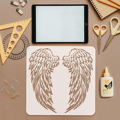 FINGERINSPIRE 4 Pcs Female Stencils with a Paint Brush 4 Styles Woman Face Facial Expression Stencils 11.8x11.8Inch Woman Eyebrows Eyes Stencil Lady Nose Mouth Stencil Retro Woman Head Wall Template in Kuwait