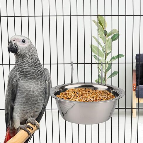 Hypeety Stainless Steel Food Water Cup with Bolt Hooks for Pet Bird Crates Cages Coop Dog Cat Parrot Bird Rabbit Pet (Medium,13cm) in Saudi Arabia