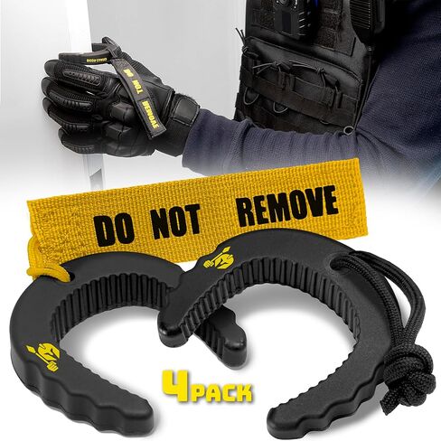 Door Guard First Responder Door Stop (4 Pack) - Molle Compatible Tactical Door Stop for Police, Firefighters, EMS, EMT with Do Not Remove Tags, Emergency Wedge, Black in Saudi Arabia