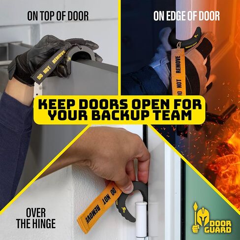 Door Guard First Responder Door Stop (4 Pack) - Molle Compatible Tactical Door Stop for Police, Firefighters, EMS, EMT with Do Not Remove Tags, Emergency Wedge, Black in Saudi Arabia