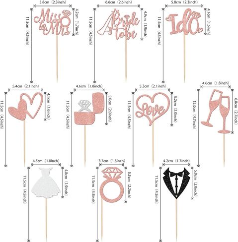 30 PCS Bride to Be Cupcake Toppers Glitter Miss to Mrs I Do Love Heart Ring Cupcake Picks Wedding Bridal Shower Cake Decorations for Wedding Engagement Bachelorette Party Supplies Rose Gold in Kuwait