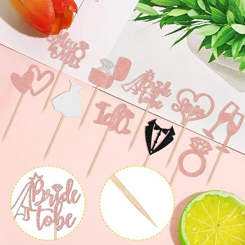 30 PCS Bride to Be Cupcake Toppers Glitter Miss to Mrs I Do Love Heart Ring Cupcake Picks Wedding Bridal Shower Cake Decorations for Wedding Engagement Bachelorette Party Supplies Rose Gold in Kuwait