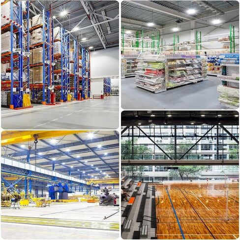 6 حزمة 200 واط LED LED High Bay Light ، IP66 مقاوم للماء ، 120VAC ، 30500LM 5000K إضاءة خليج تجارية ، 850W MH/HPS مع إضاءة منطقة المكونات للمستودعات/ورشة العمل/المرآب/الحظيرة/صالة الألعاب الرياضية/مصنع in Kuwait