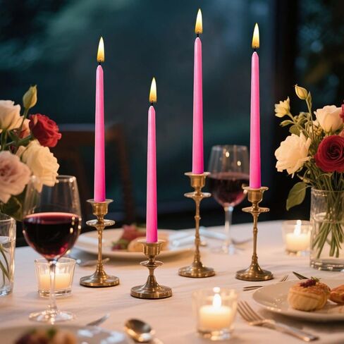 8 inch Taper Candles-Set of 4 Tapered Candle, Tall Candlesticks,Dripless and Smokeless,Home Dinner candle, Party, Wedding, Halloween, Christmas Candles (8 inch, Orange) in Kuwait