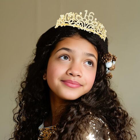 Semato Sweet 16 Party Decorations Set - Gold 16th Birthday Crown and Sweet 16 Sash Glitter Kit for Girls Birthday Happy Birthday Girl Tiara Birthday Party Supplies and Favors in Saudi Arabia