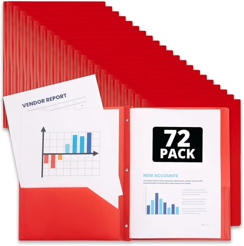 Blue Summit Heavy Duty Plastic Folders with 2 Pockets and Prongs, Bulk Size – 72 Blue Folders in Kuwait