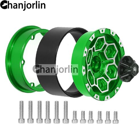 1.9 Inch Beadlock Wheels Rims 12mm Hex Aluminum Heavy Duty 1/10 RC Wheel Hubs for 1:10 Rock Crawler Car Axial SCX10 I II III 90046 TRX4 TRX6 CC01 D90 RC4WD Redcat Gen8 1.9" Tires (Green) in Kuwait