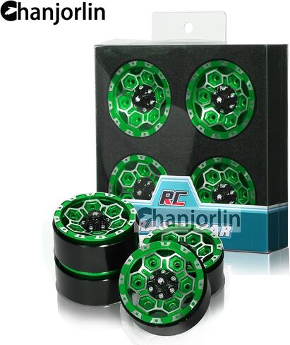 1.9 Inch Beadlock Wheels Rims 12mm Hex Aluminum Heavy Duty 1/10 RC Wheel Hubs for 1:10 Rock Crawler Car Axial SCX10 I II III 90046 TRX4 TRX6 CC01 D90 RC4WD Redcat Gen8 1.9" Tires (Green) in Kuwait