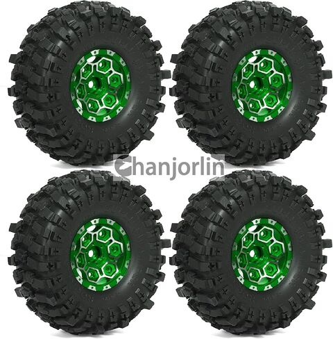 1.9 Inch Beadlock Wheels Rims 12mm Hex Aluminum Heavy Duty 1/10 RC Wheel Hubs for 1:10 Rock Crawler Car Axial SCX10 I II III 90046 TRX4 TRX6 CC01 D90 RC4WD Redcat Gen8 1.9" Tires (Green) in Kuwait