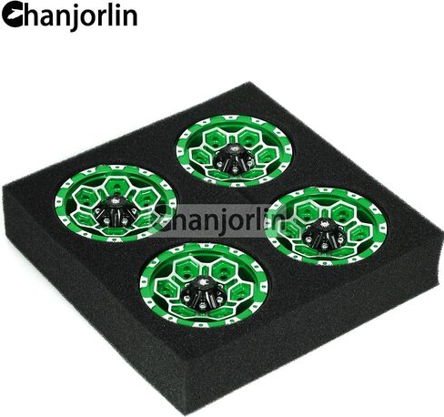 1.9 Inch Beadlock Wheels Rims 12mm Hex Aluminum Heavy Duty 1/10 RC Wheel Hubs for 1:10 Rock Crawler Car Axial SCX10 I II III 90046 TRX4 TRX6 CC01 D90 RC4WD Redcat Gen8 1.9" Tires (Green) in Kuwait