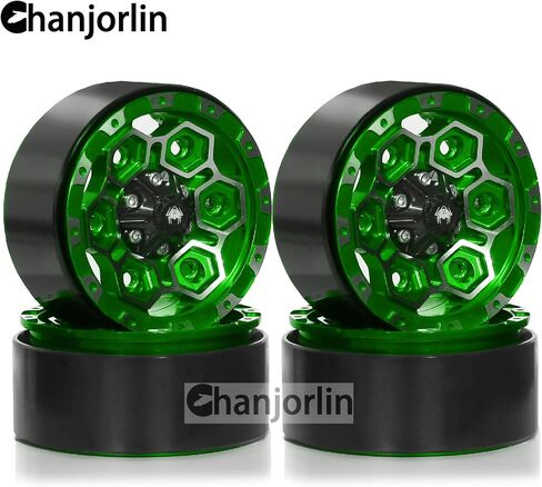 1.9 Inch Beadlock Wheels Rims 12mm Hex Aluminum Heavy Duty 1/10 RC Wheel Hubs for 1:10 Rock Crawler Car Axial SCX10 I II III 90046 TRX4 TRX6 CC01 D90 RC4WD Redcat Gen8 1.9" Tires (Green) in Kuwait