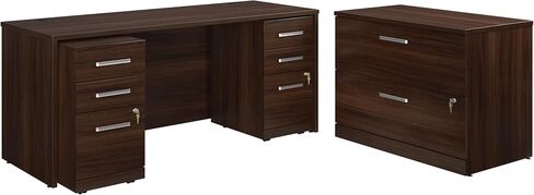 Sauder Office Works Affirm 72 X 24 Desk 3 Drawer Pedestal LAT Ste, Noble Elm Finish in Saudi Arabia