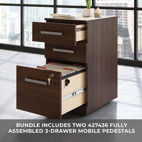 Sauder Office Works Affirm 72 X 24 Desk 3 Drawer Pedestal LAT Ste, Noble Elm Finish in Saudi Arabia