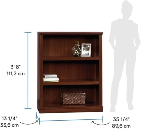 Sauder Miscellaneous Storage 3 Bookcase/Book Shelf, L: 35.28" x W: 13.23" x H: 43.78", Select Cherry finish in Kuwait