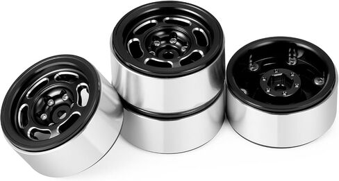 Rchubam 4pcs 1.3 "Beadlock Wheel Rims Trx4M 1.3" عجلات الألومنيوم متوافقة مع TRX4M SCX24 Redcat Ascent 1/24 1/18 RC Crawler Upgrade Car Audgricy (Black) in Kuwait