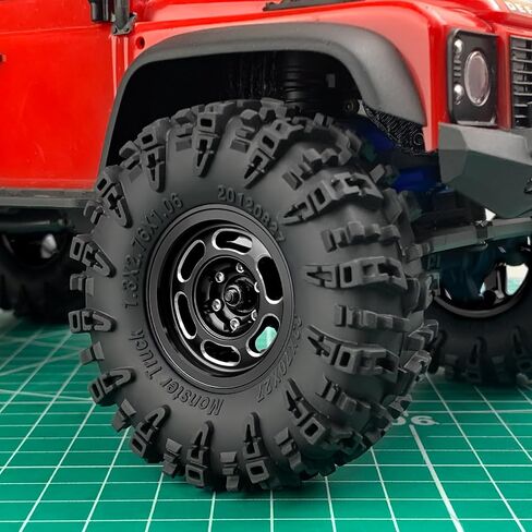 Rchubam 4pcs 1.3 "Beadlock Wheel Rims Trx4M 1.3" عجلات الألومنيوم متوافقة مع TRX4M SCX24 Redcat Ascent 1/24 1/18 RC Crawler Upgrade Car Audgricy (Black) in Kuwait