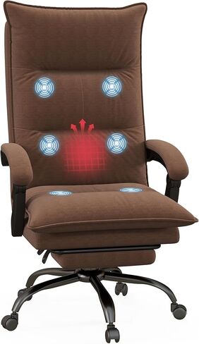 Vinsetto Massage Office Chair with 6 Vibration Points, Executive Computer Desk Chair, Heated Reclining Chair with Footrest, Armrest, Double Padding - Pink in Kuwait
