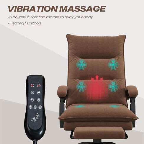 Vinsetto Massage Office Chair with 6 Vibration Points, Executive Computer Desk Chair, Heated Reclining Chair with Footrest, Armrest, Double Padding - Pink in Kuwait