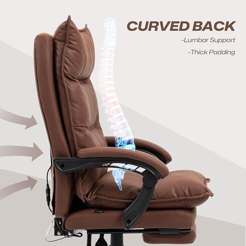 Vinsetto Massage Office Chair with 6 Vibration Points, Executive Computer Desk Chair, Heated Reclining Chair with Footrest, Armrest, Double Padding - Pink in Kuwait