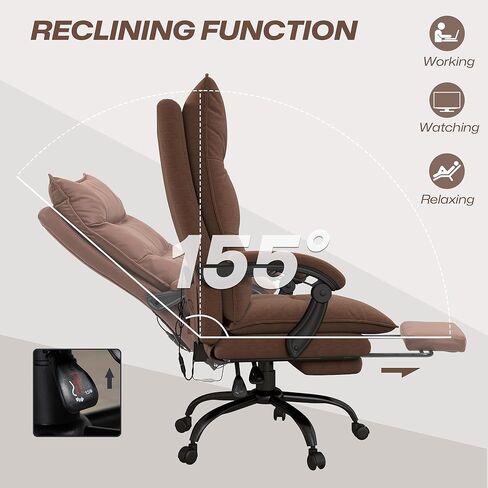 Vinsetto Massage Office Chair with 6 Vibration Points, Executive Computer Desk Chair, Heated Reclining Chair with Footrest, Armrest, Double Padding - Pink in Kuwait