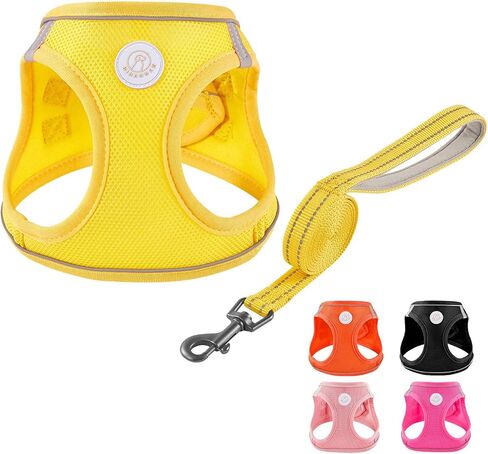 Soft Mesh Dog Harness and Leash Set, No Pull Puppy Harness and Leash Set, Reflective Step in Harness for Small Medium Dogs, Easy Walk Escape Proof Vest Harnesses (Yellow, XS) in Saudi Arabia