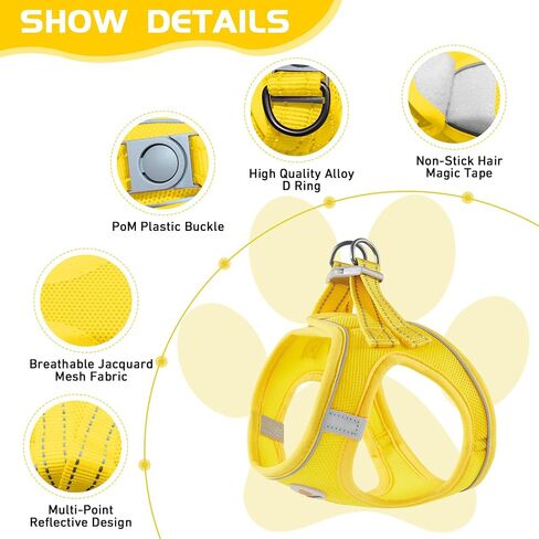 Soft Mesh Dog Harness and Leash Set, No Pull Puppy Harness and Leash Set, Reflective Step in Harness for Small Medium Dogs, Easy Walk Escape Proof Vest Harnesses (Yellow, XS) in Saudi Arabia