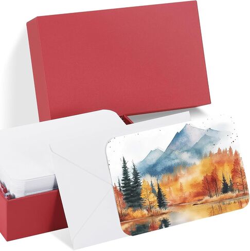 PATIKIL 60 Sets Pure Cotton Watercolor Cards 140lb/300 GSM Postcards Rounded Corners with Envelopes for Art Painting Creative Thank Notes, 4x6 Inch(White Box) in Kuwait