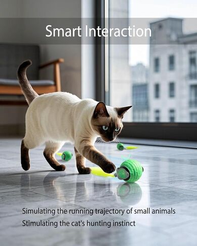 Interactive Cat Toys Balls for Indoor Cats, Fast Charging Electric Automatic Moving Cat Hunting Toy for Kittens and Adult Bored Cats, Speedy Tail 2.0 cat Toy in Saudi Arabia