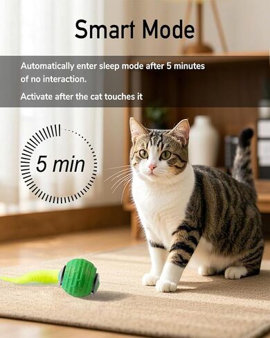 Interactive Cat Toys Balls for Indoor Cats, Fast Charging Electric Automatic Moving Cat Hunting Toy for Kittens and Adult Bored Cats, Speedy Tail 2.0 cat Toy in Saudi Arabia