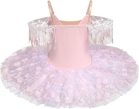 AFAVOM Swan Lake Ballerina Costume for Girls Camisole Skirted Leotard Sequin Ballet Dance Platter Tutu Dress for Performance in Saudi Arabia