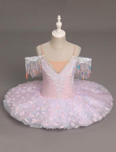 AFAVOM Swan Lake Ballerina Costume for Girls Camisole Skirted Leotard Sequin Ballet Dance Platter Tutu Dress for Performance in Saudi Arabia