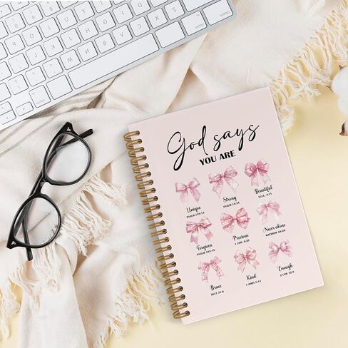 Pink Christian God Says You Are Beautiful Spiral Notebook, Pink Bow Journal Notebook, Bible Journal Notebooks, Coquette Christian Scripture Office Supplies Gifts for Women Girls, 5.5X8.3 Inch in Kuwait