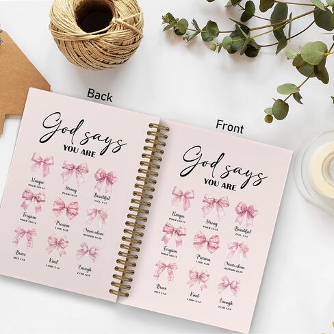 Pink Christian God Says You Are Beautiful Spiral Notebook, Pink Bow Journal Notebook, Bible Journal Notebooks, Coquette Christian Scripture Office Supplies Gifts for Women Girls, 5.5X8.3 Inch in Kuwait
