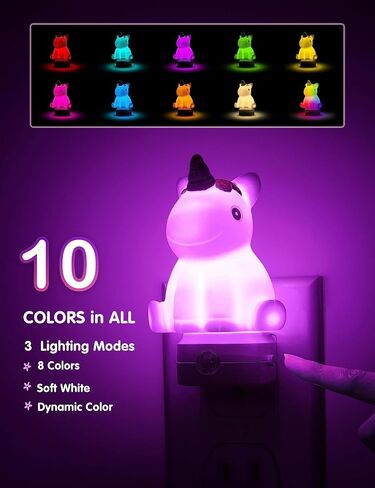 L LOHAS LED Night Light for Kids, 3D Space Night Light Plug in, Dusk to Dawn Nursery Night Lights, RGB+Soft White 3000K, 3 Lighting Modes, Room Decor, Children in Kuwait